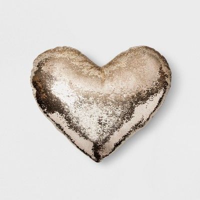 Sequin Oversize Heart Throw Pillow Gold | Target