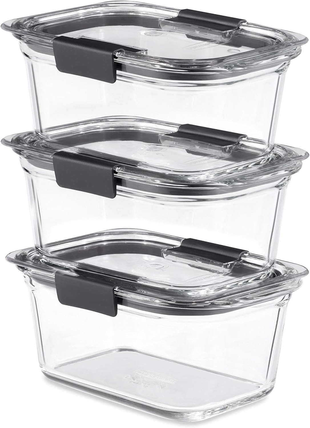 Rubbermaid Brilliance Glass Storage 4.7-Cup Food Containers with Lids Set of 3 Clear | Amazon (US)