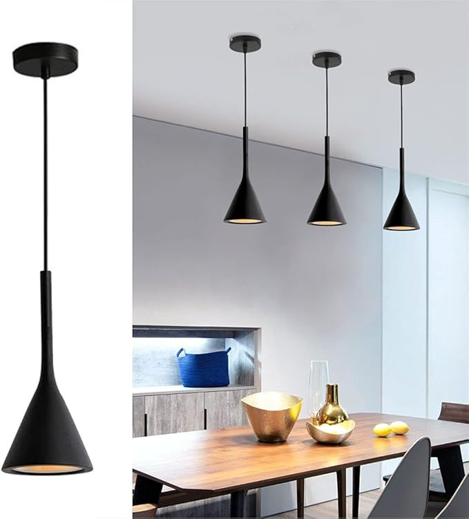 KCO Lighting Modern Pendant Light Metal Aluminum Shade Kitchen Island Ceiling Lights Mini Matte B... | Amazon (US)