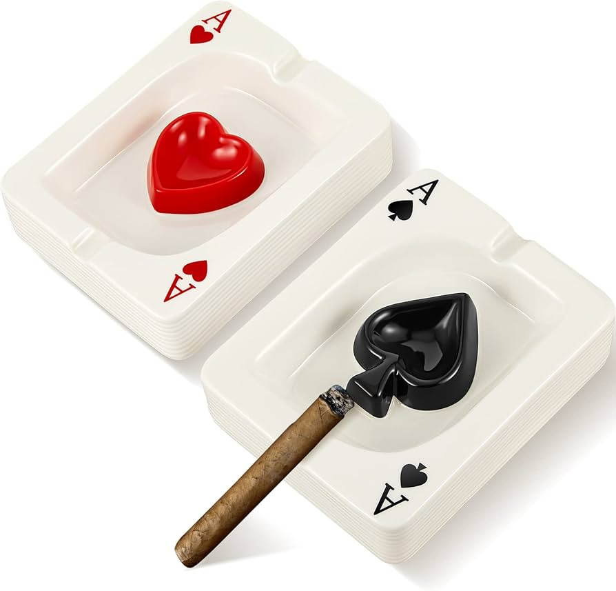 2 Pcs Cool Ashtray Creative Poker Ceramic Cigarette Ashtray Cool Ashtrays for Stoners Ceramic Pok... | Amazon (US)