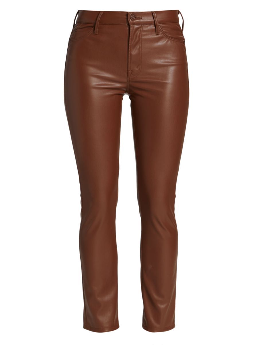 Mother The Dazzler Mid-Rise Slim Cropped Faux-Leather Ankle Jeans | Saks Fifth Avenue