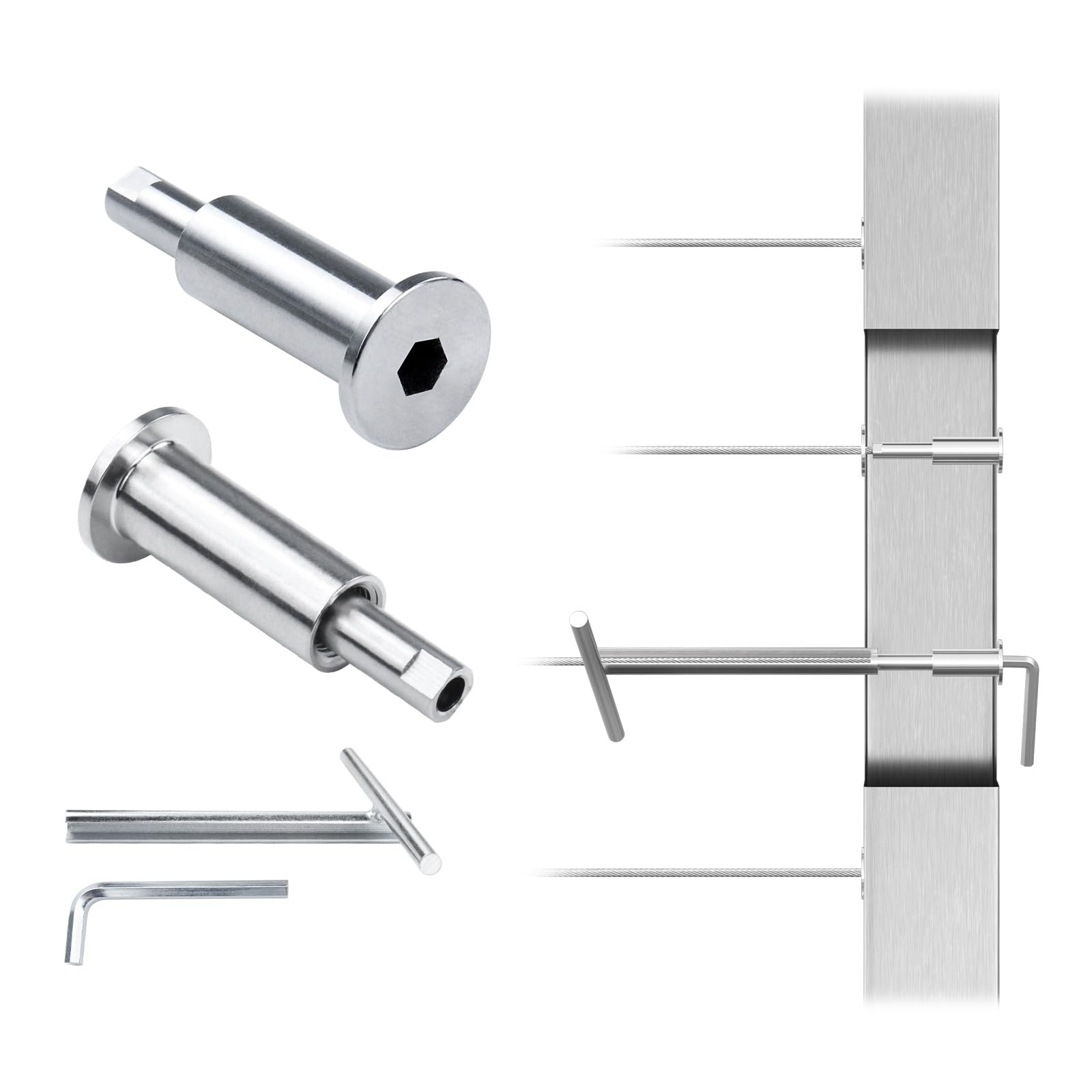 [Patent] Muzata 20 Pack 1/8" Invisible Cable Railing Kit Hardware Upgraded Hand Swage Tensioner H... | Amazon (US)