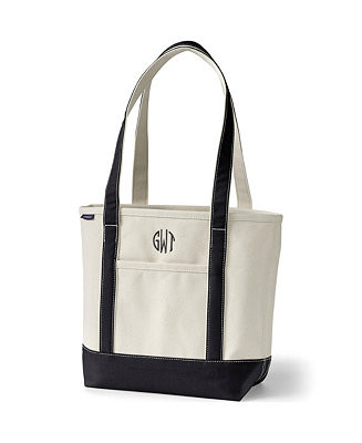 Lands' End Medium Natural 5 Pocket Open Top Long Handle Canvas Tote Bag - Macy's | Macy's