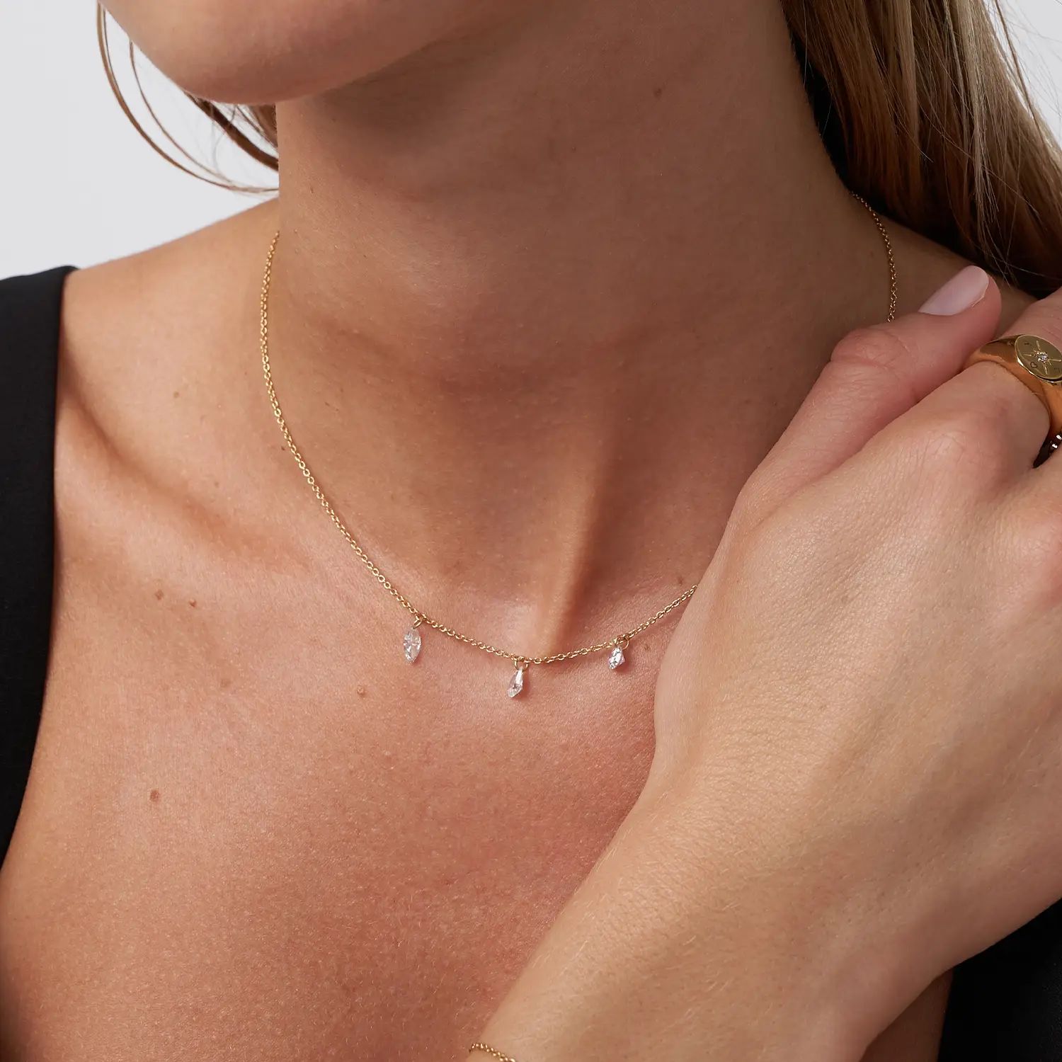 Personalized Capri Floating Diamond Necklace - Gold Vermeil | Oak & Luna (US)