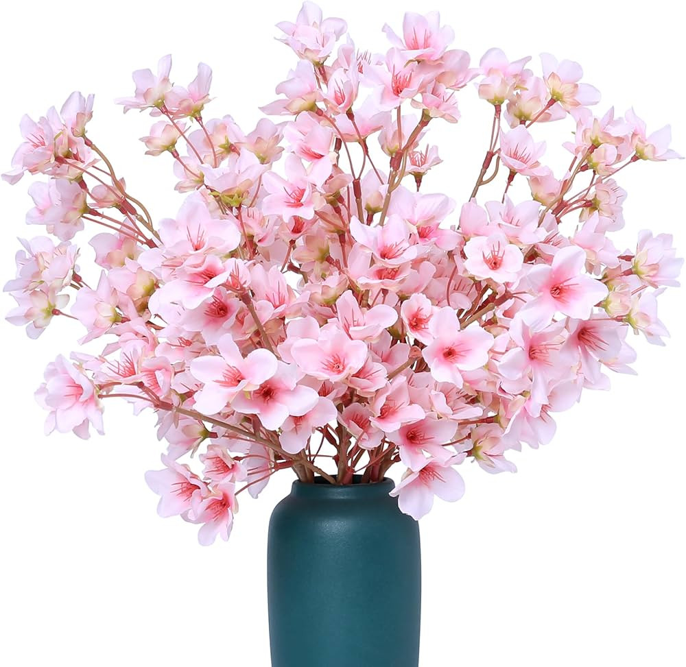 SITUMEIZI 6PCS Cherry Blossom Branches Decor Artificial Cherry Blossom Flowers 16" Fake Silk Flow... | Amazon (US)