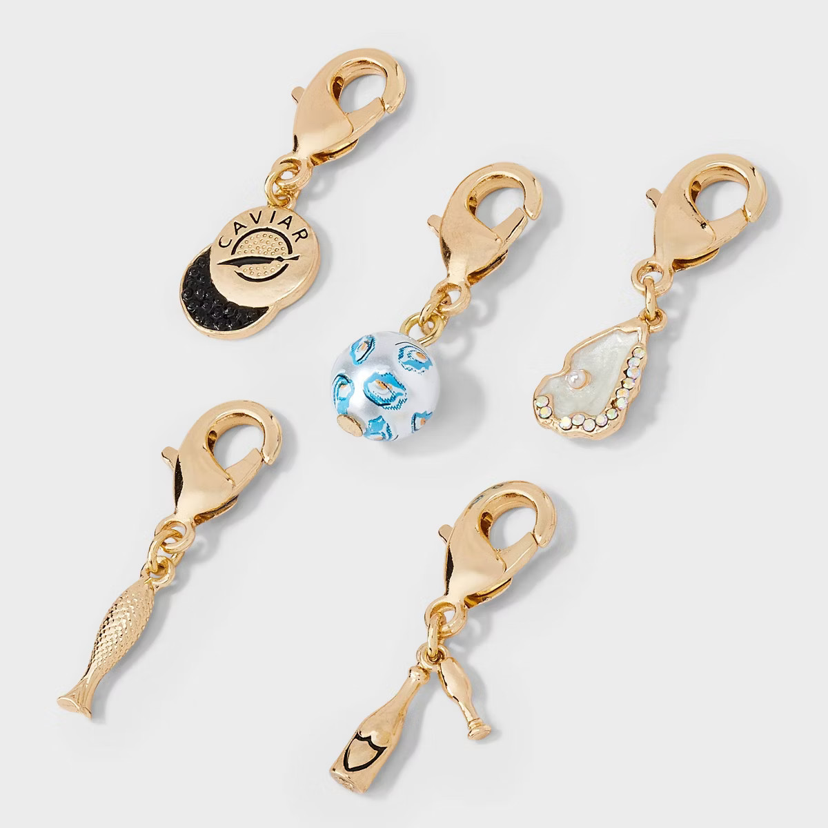 Fish Caviar Oyster Charm Set 5pc - A New Day™ Gold/White/Black | Target