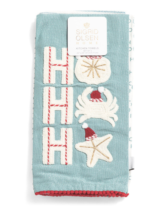 Set Of 3 Ho Ho Ho Coastal Kitchen Towels | TJ Maxx
