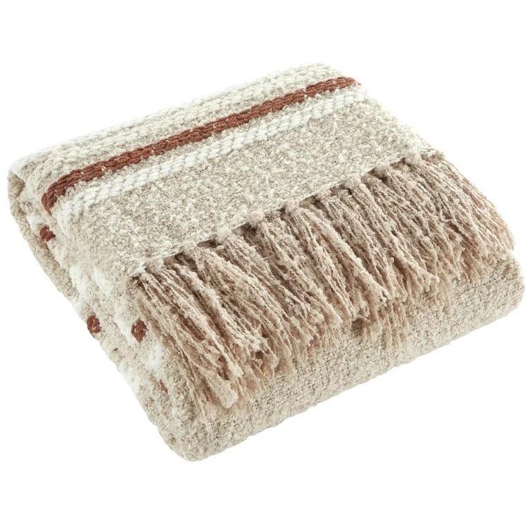 Beautiful 60" x 50" Cozy Striped Porcini Chenille Throw by Drew Barrymore | Walmart (US)