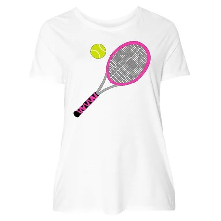 Inktastic Pink Tennis Racket and Ball Women s Plus Size T-Shirt | Walmart (US)