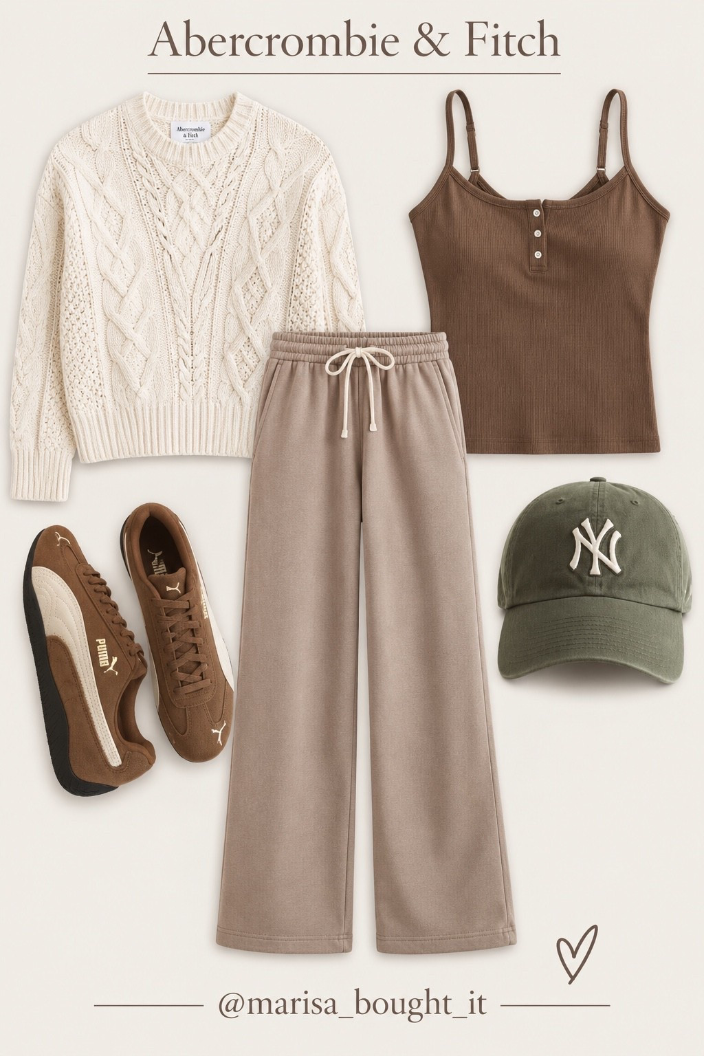 Abercrombie fall finds I’m loving 🤎🍂 The perfect mix of cozy neutrals + everyday staples — cable knits, comfy wide-leg sweats, a bra-free tank, brown Pumas + the cutest Yankees hat. Everything linked below! ✨

#Abercrombie #AbercrombieStyle #AbercrombieFinds #AbercrombieFall #FallFashion #FallOutfits #FallStyle #FallWardrobe #NeutralStyle #CasualStyle #LTKStyleTip #LTKSeasonal #LTKFinds #LTKFindsUnder100