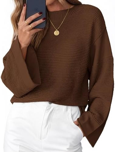 KIRUNDO Oversized Sweaters for Women Ribbed Knit Chunky Long Sleeve Tunic Sweater Pullover Tops F... | Amazon (US)