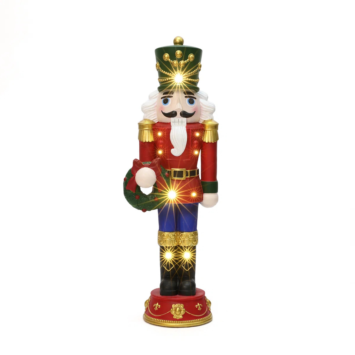 3Ft Lighted Nutcracker Red Soldier with Wreath, Battery Operated Christmas Decoration | Wayfair North America