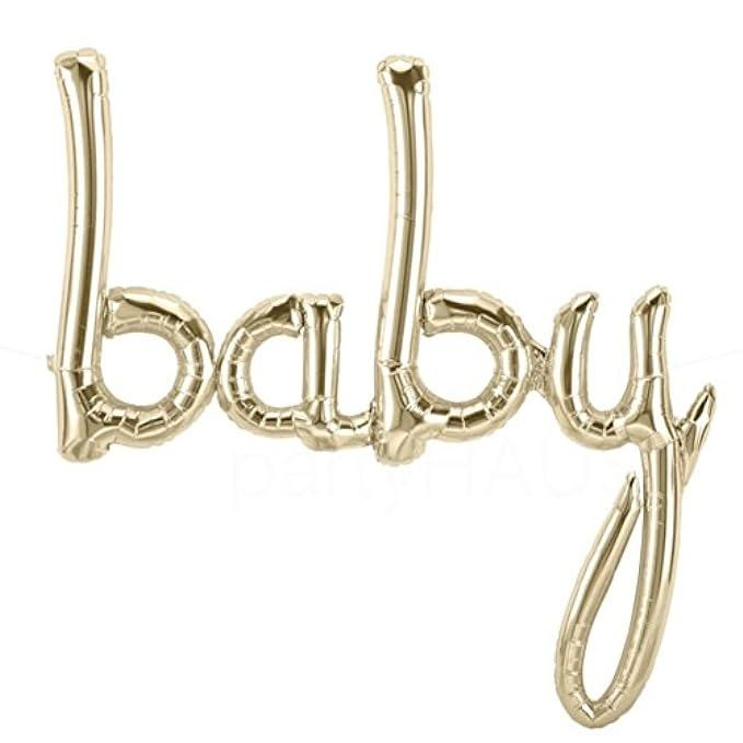 'baby' White Gold Script Banner Foil Balloon | Amazon (US)
