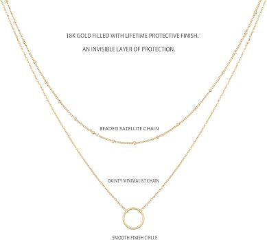 MEVECCO Layered Heart Necklace Pendant Handmade 18k Gold Plated Dainty Gold Choker Arrow Bar Laye... | Amazon (US)