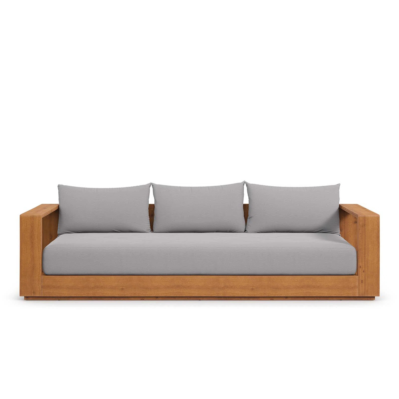 Tahoe Outdoor Patio Acacia Wood Sofa In Natural Light Gray | Wayfair North America