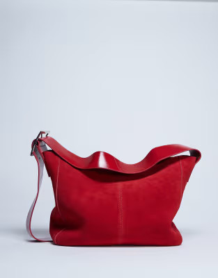 Topshop Sade premium real suede leather bucket shoulder bag in red | ASOS | ASOS (Global)