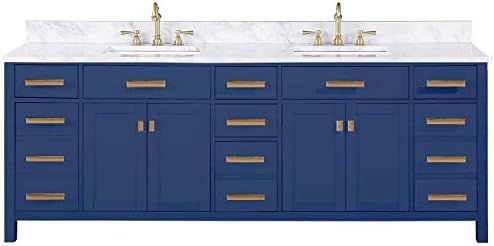 Design Element V01-84-BLU Valentino Pre-assembled Double Sink Bathroom Vanity Set, Blue | Amazon (US)