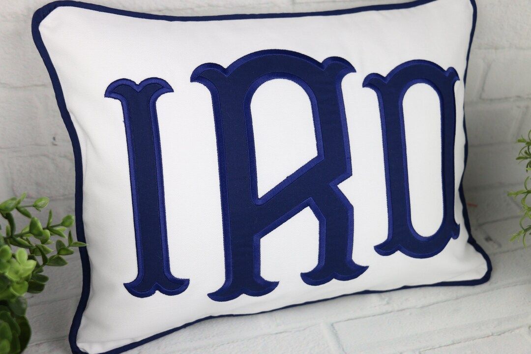 Applique Monogram Pillow Cover / Personalized Pillow Cover /  Embroidered Lumbar Pillow Cover/ Ba... | Etsy (US)