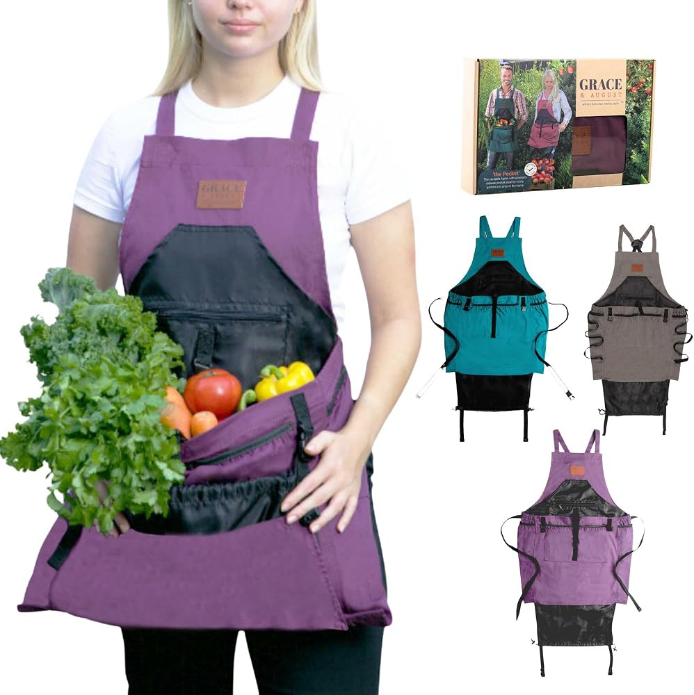 Gardening Apron with Pockets for Women & Men - Garden Apron 7 Pockets & Internal Drawstring Bag -... | Amazon (US)
