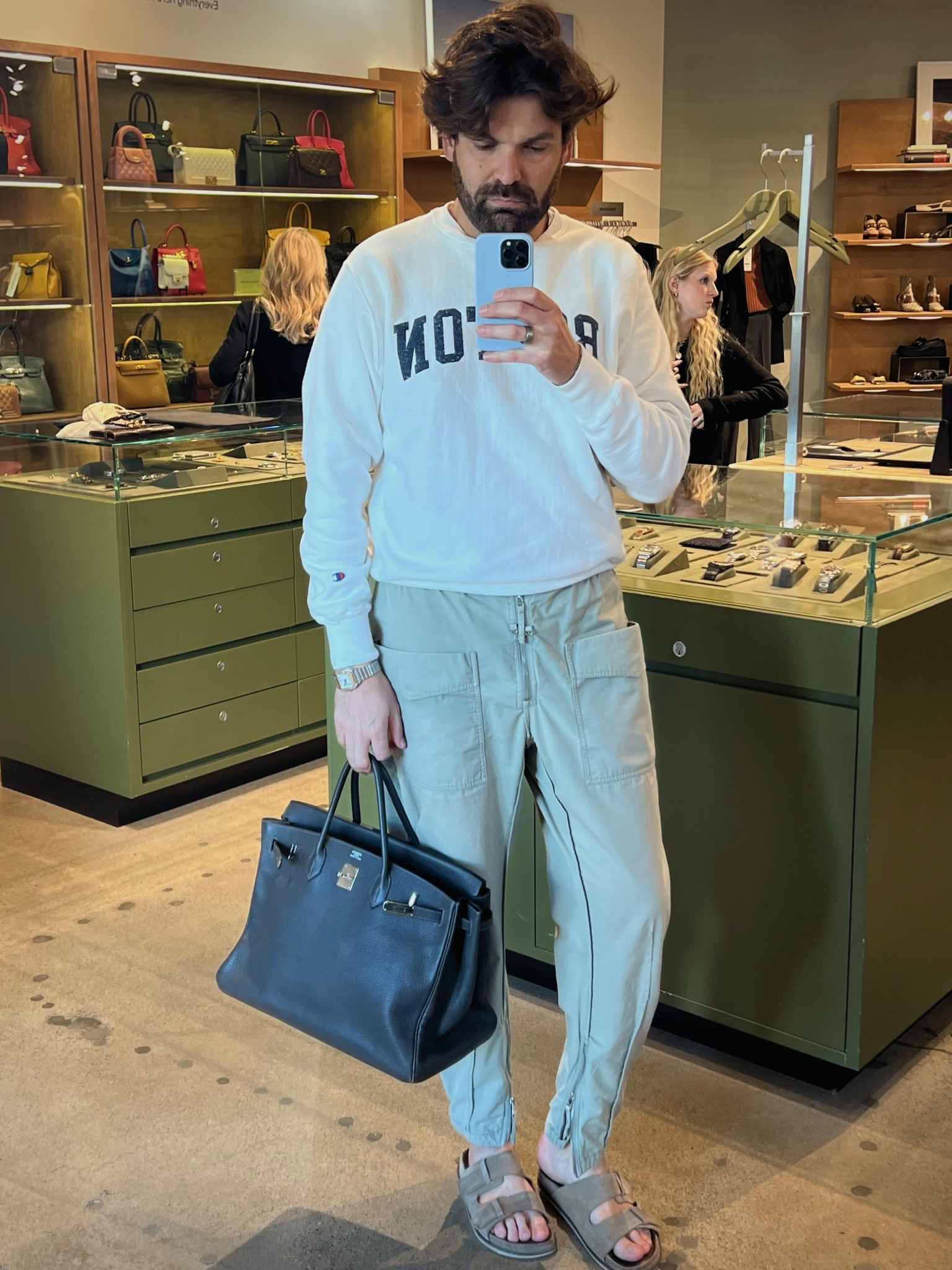 French man wearing a casual outfit and carrying a Birkin 40 from Hermès 

#LTKItBag #LTKMens #LTKFindsUnder50