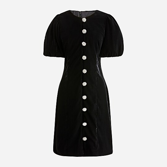 Velvet jeweled button-front mini dress | J. Crew US
