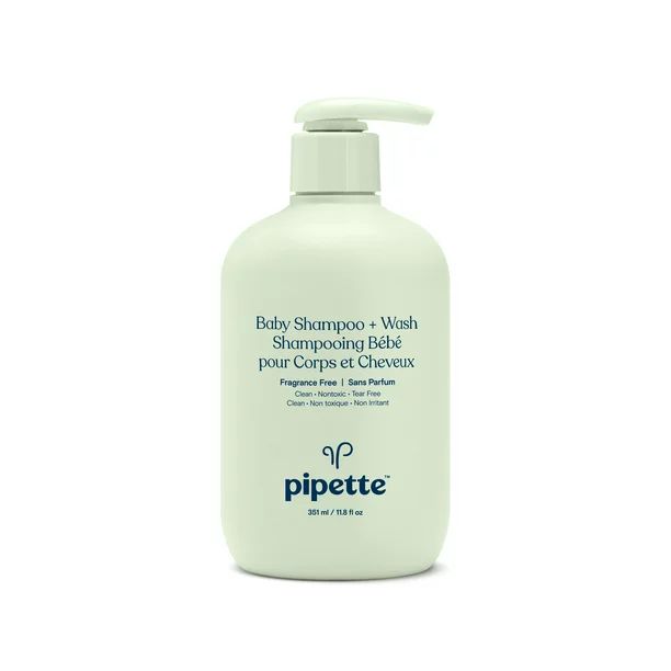 Pipette Tear-Free Baby Shampoo & Wash, Fragrance-Free for Sensitive Skin, 11.8 fl oz | Walmart (US)