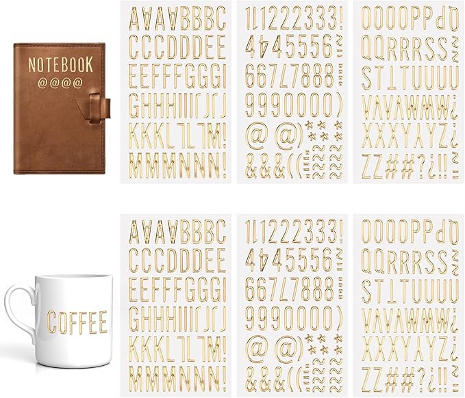 6 Sheets 3D Foam Self-Adhesive Letter and Number Stickers - 1 Inch Gold Puffy Alphabet for DIY Cr... | Amazon (US)