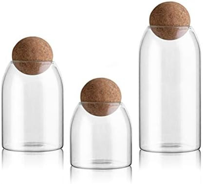 BESTONZON Glass Storage Jar with Wood Lid Ball Clear Candy Jar for Serving Tea Coffee 3Pcs | Amazon (US)