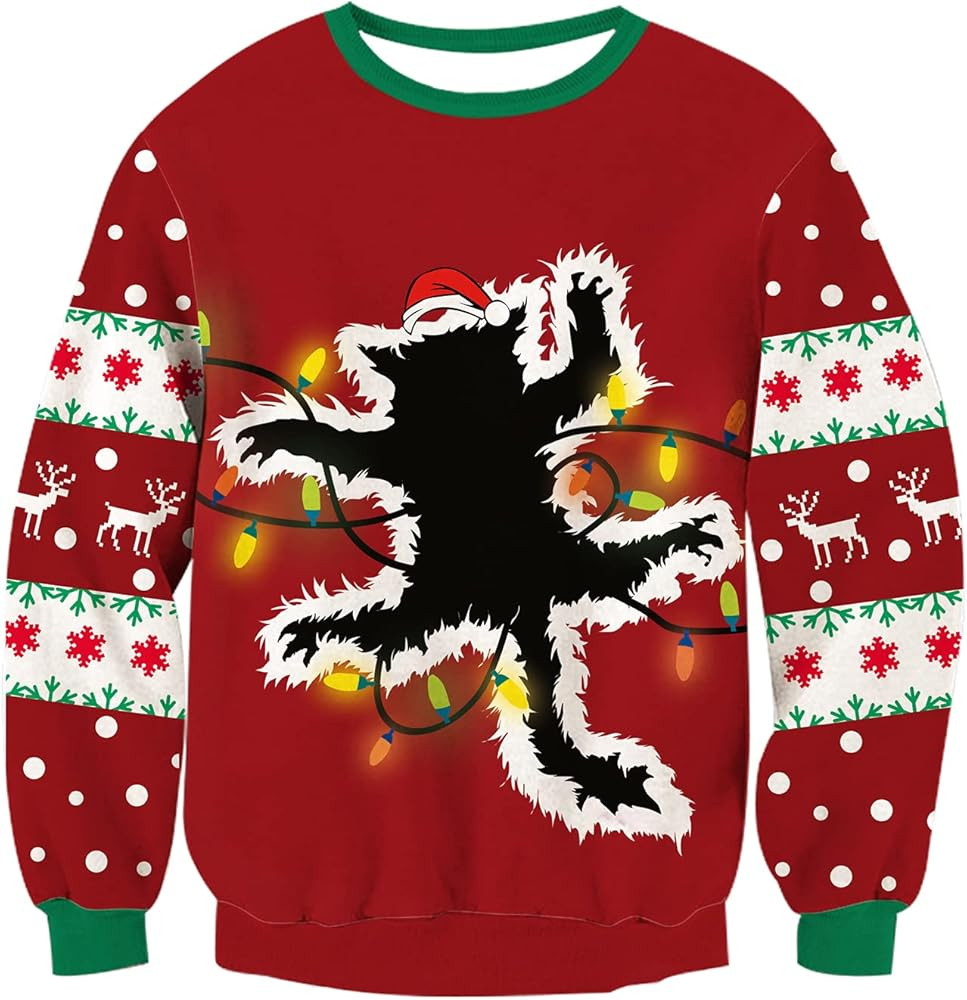 RAISEVERN Men's Light Up Ugly Christmas Sweater Knitted Pullover Tops | Amazon (US)