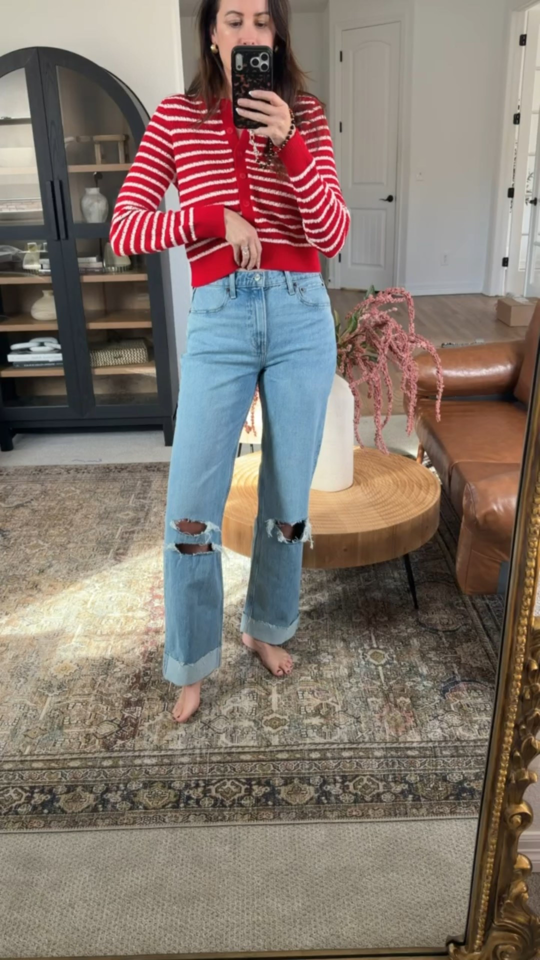 Abercrombie denim sale ends today! 25-40% off all jeans, plus stack code DENIMAF for an extra 15% off! Then 20% off everything else! 
These are the high rise 90s relaxed cuffed hem jeans. I wear a 27 long. 

#LTKgrwm #LTKTall #LTKSaleAlert
