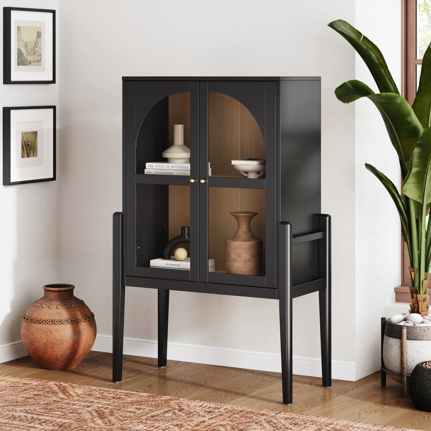 Arched Glass Door Storage Cabinet | Nathan James