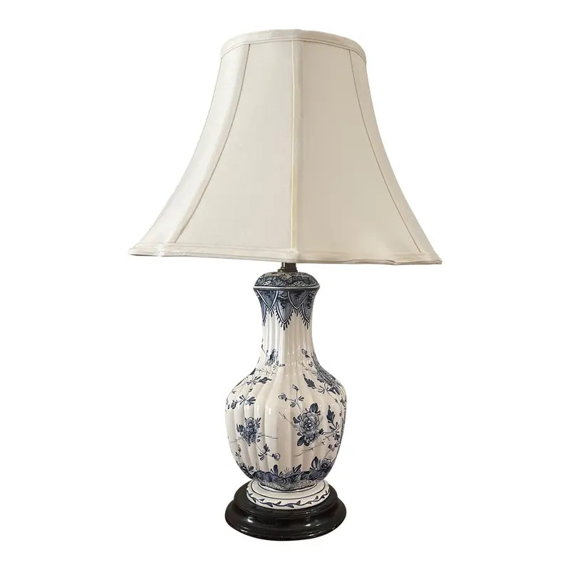 Delft Large Blue and White Table Lamp Late 20th Century | Chairish