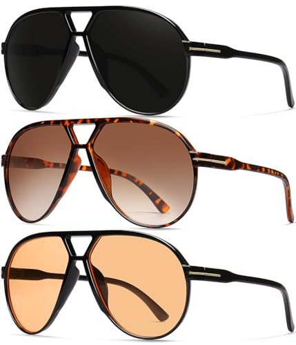 GFUIARA Oversized Aviator Sunglasses for Women Men Retro 70s Shield Sun Glasses UV400 Protection | Amazon (US)