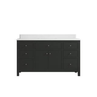 Willow Collections Sonoma 60 in. W x 22 in. D x 36 in. H Single Sink Bath Vanity in Black Top wit... | The Home Depot