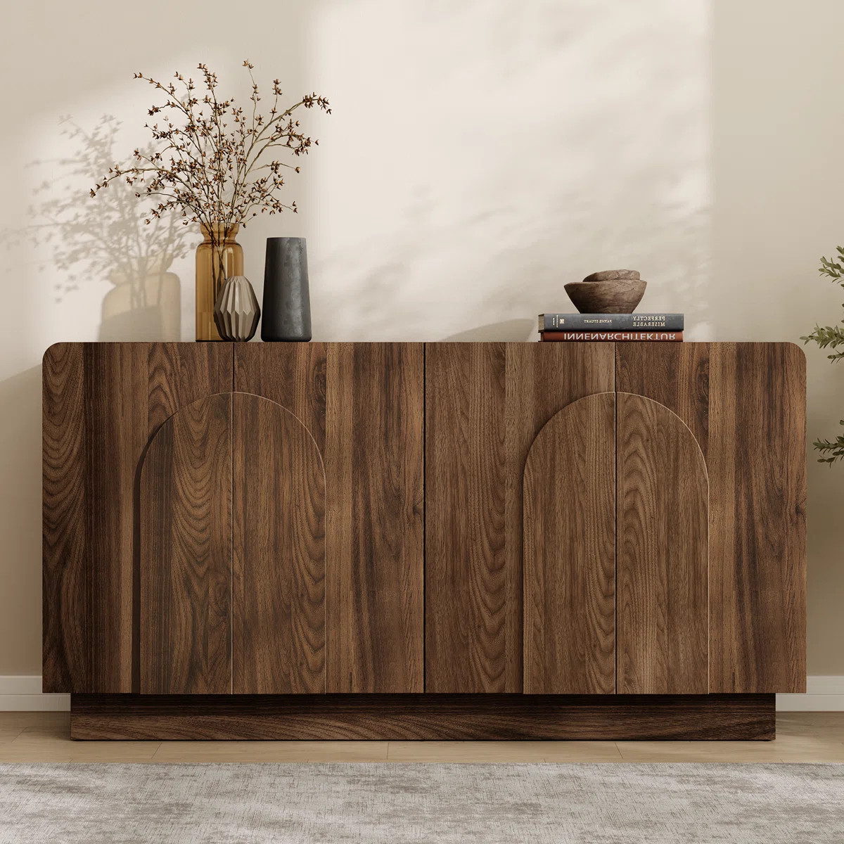 60" Curved Sideboard With Adjustable Shelf & 4 Doors | Wayfair North America