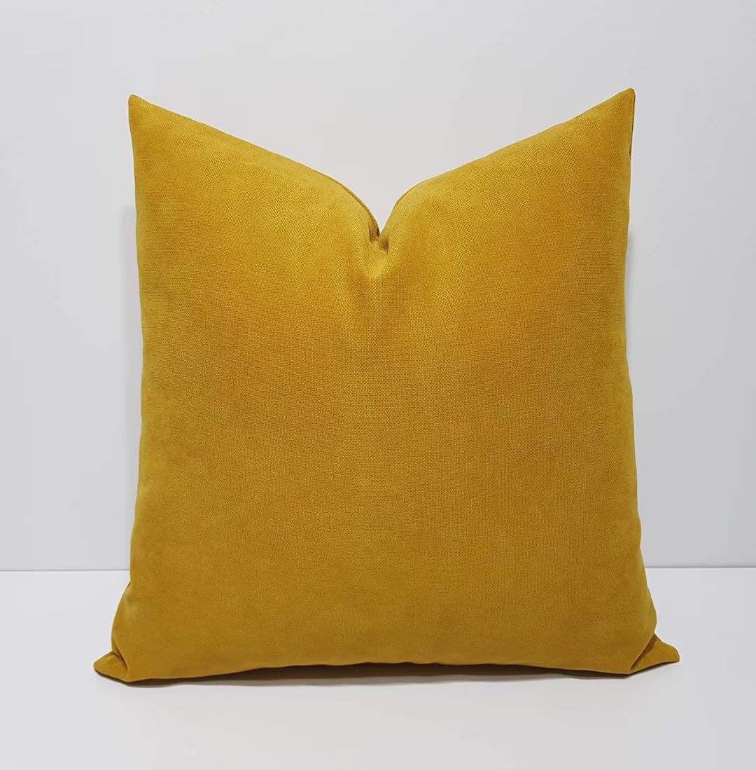 Mustard Yellow Pillow Cover, Yellow Cushion Cover, Mustard Yellow Lumbar Pillow, Yellow Throw Pil... | Etsy (US)