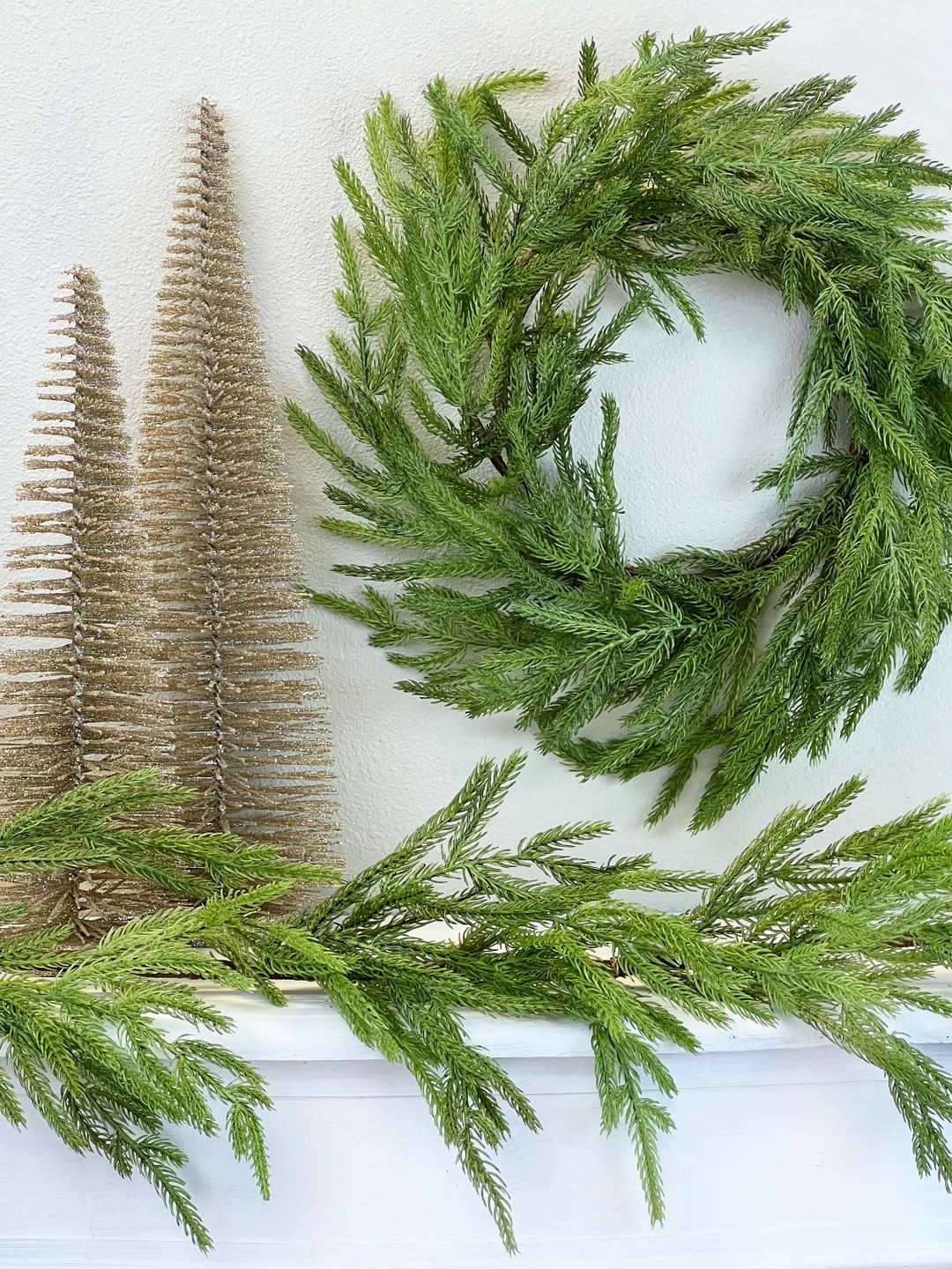 Real Touch Norfolk Pine Wreath | Christmas Wreath for Front Door | Farmhouse Christmas Decor | Etsy (US)