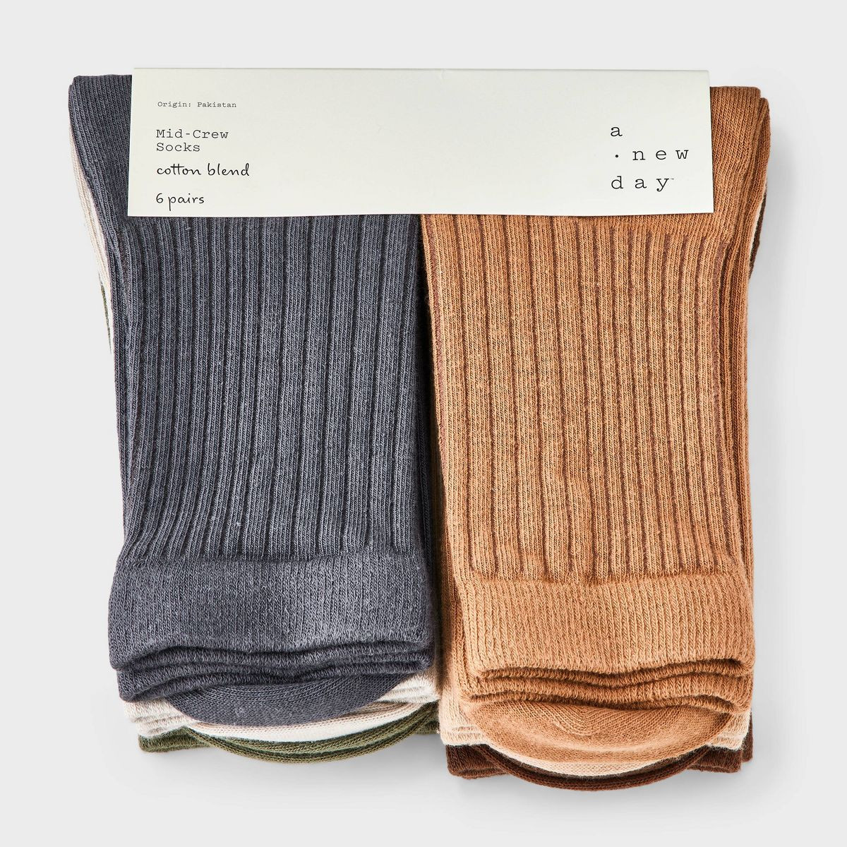 Women's Variegated Ribbed 6pk Mid Crew Socks - A New Day™ 4-10 | Target
