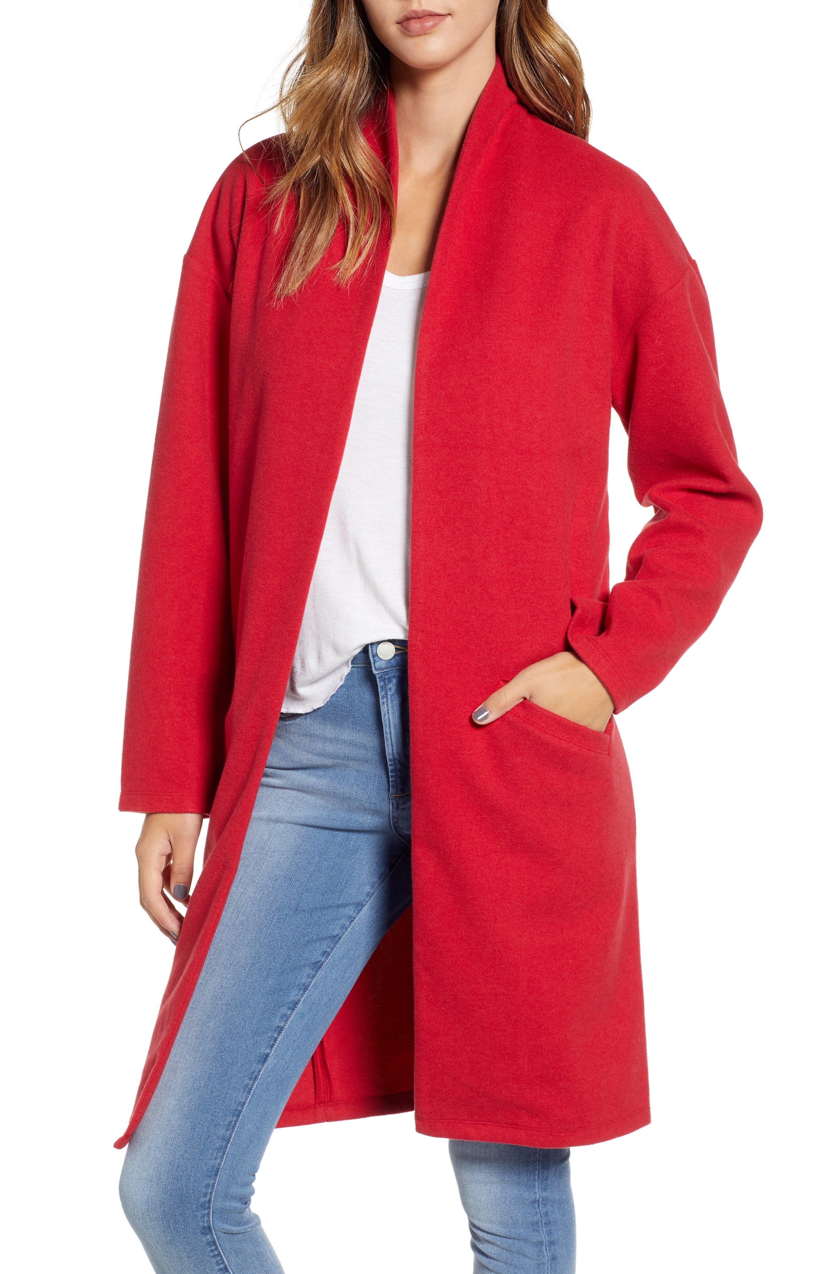 Leith Open Front Midi Coat | Nordstrom