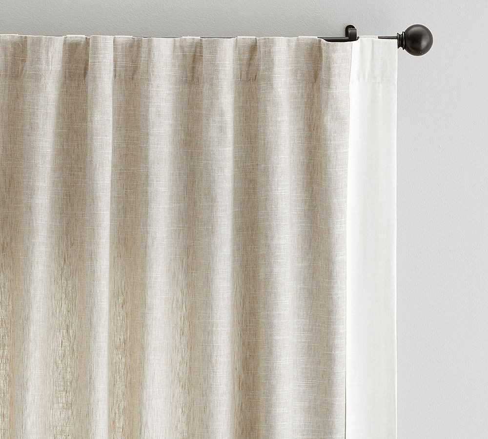 Emery Border Linen Curtain | Pottery Barn (US)