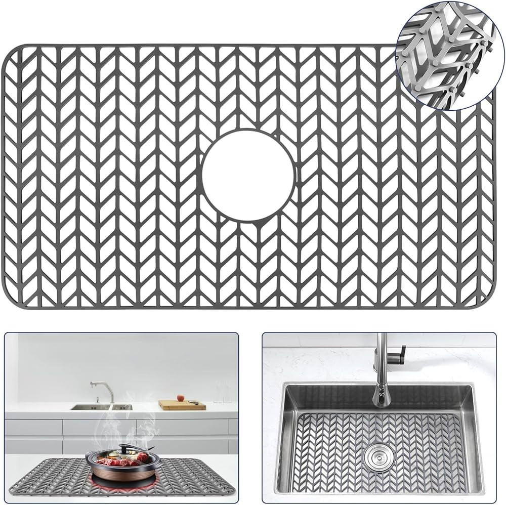 Snuggery Silicone Sink Protectors 26x14 inch with Center Drain Hole,Heat Resistant Non-slip Dishw... | Amazon (US)
