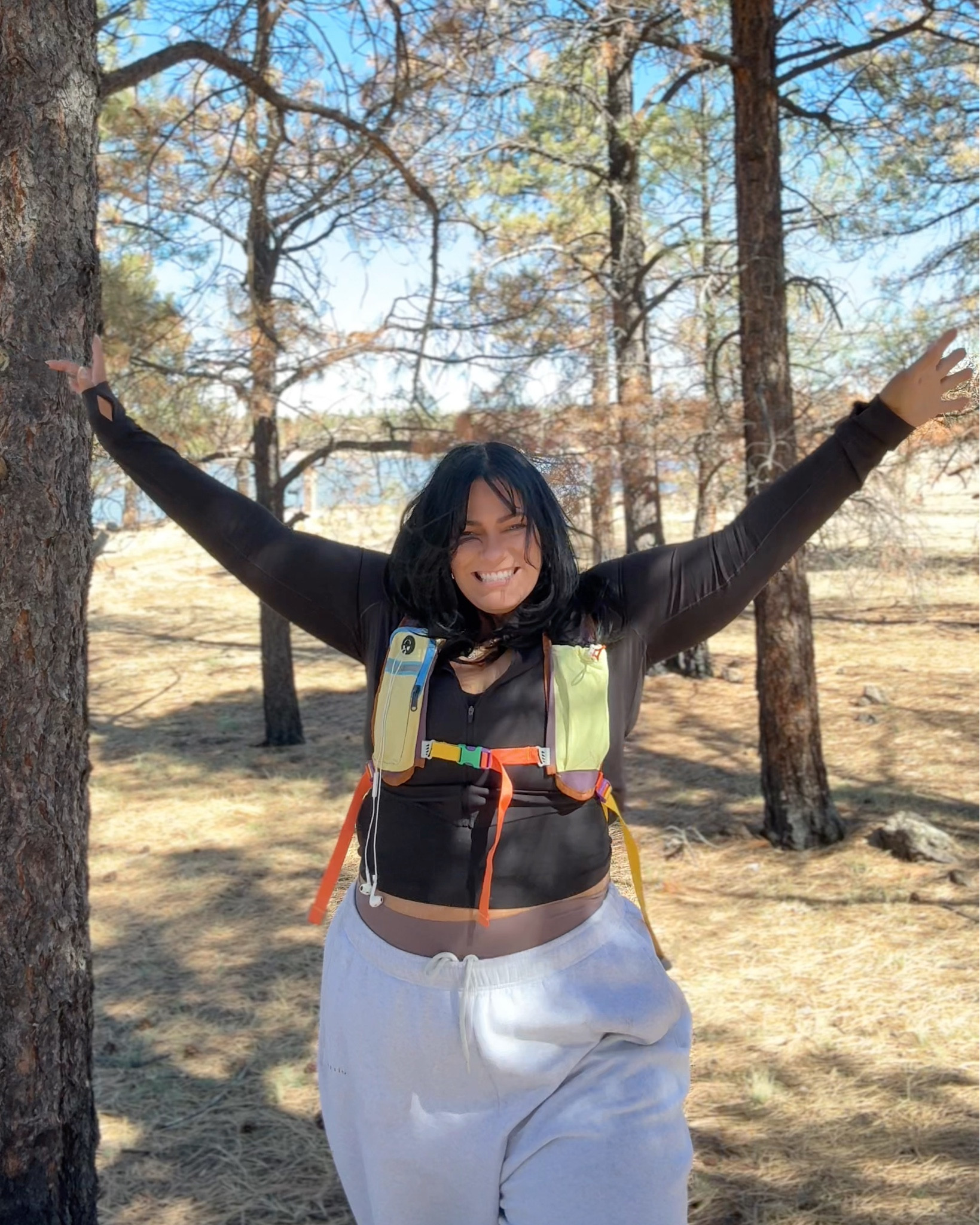 Just got this hiking backpack from Amazon and it’s giving FreePeople!! I love it!! I cannot believe how great the quality is and it’s even cuter in person!! Wearing XL in my running jacket, leggings and sweat pants. And these are my favorite running shoes. 

#LTKMidsize #LTKfitnessgoals #LTKActive