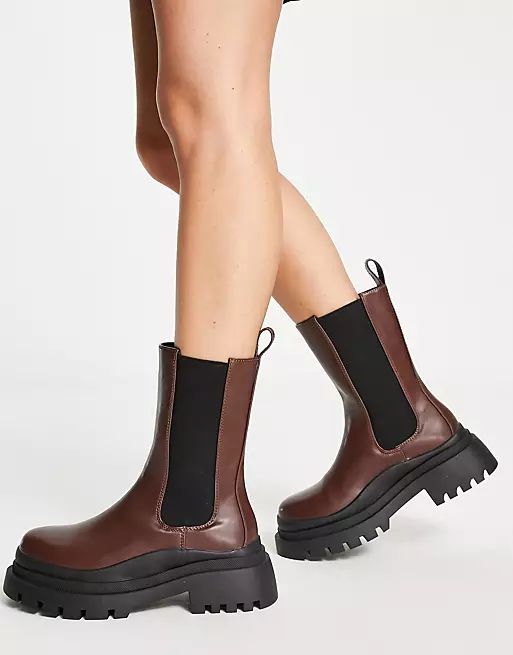 Missguided chunky wave sole ankle boots in chocolate | ASOS (Global)