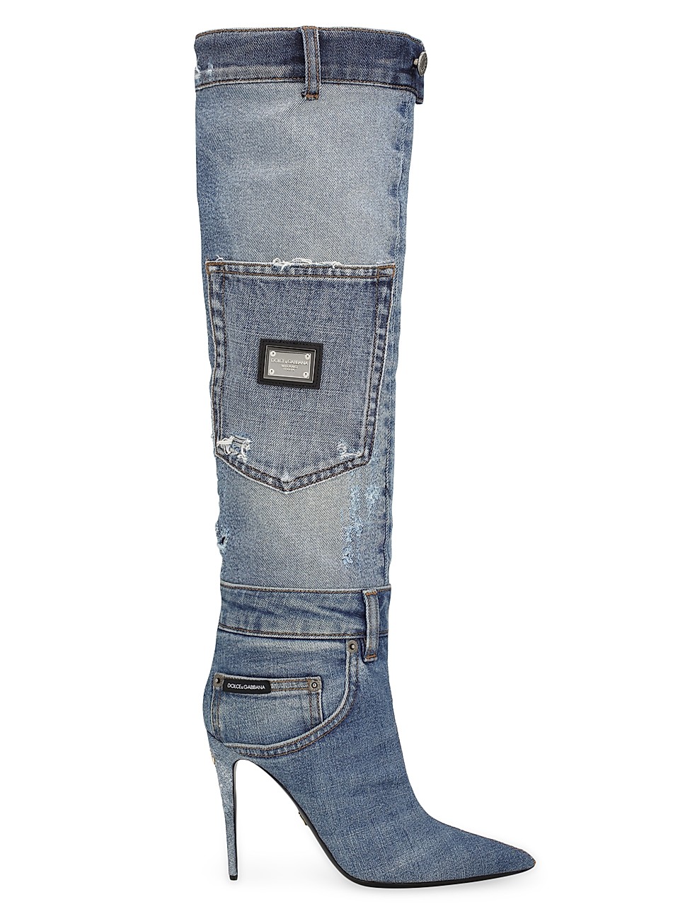 Cardinale Denim Patchwork Boots | Saks Fifth Avenue