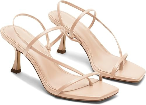 Coutgo Womens Strappy Kitten Heels Sandals Square Open Toe Flip Flops Slingback Thong Sandals Par... | Amazon (US)
