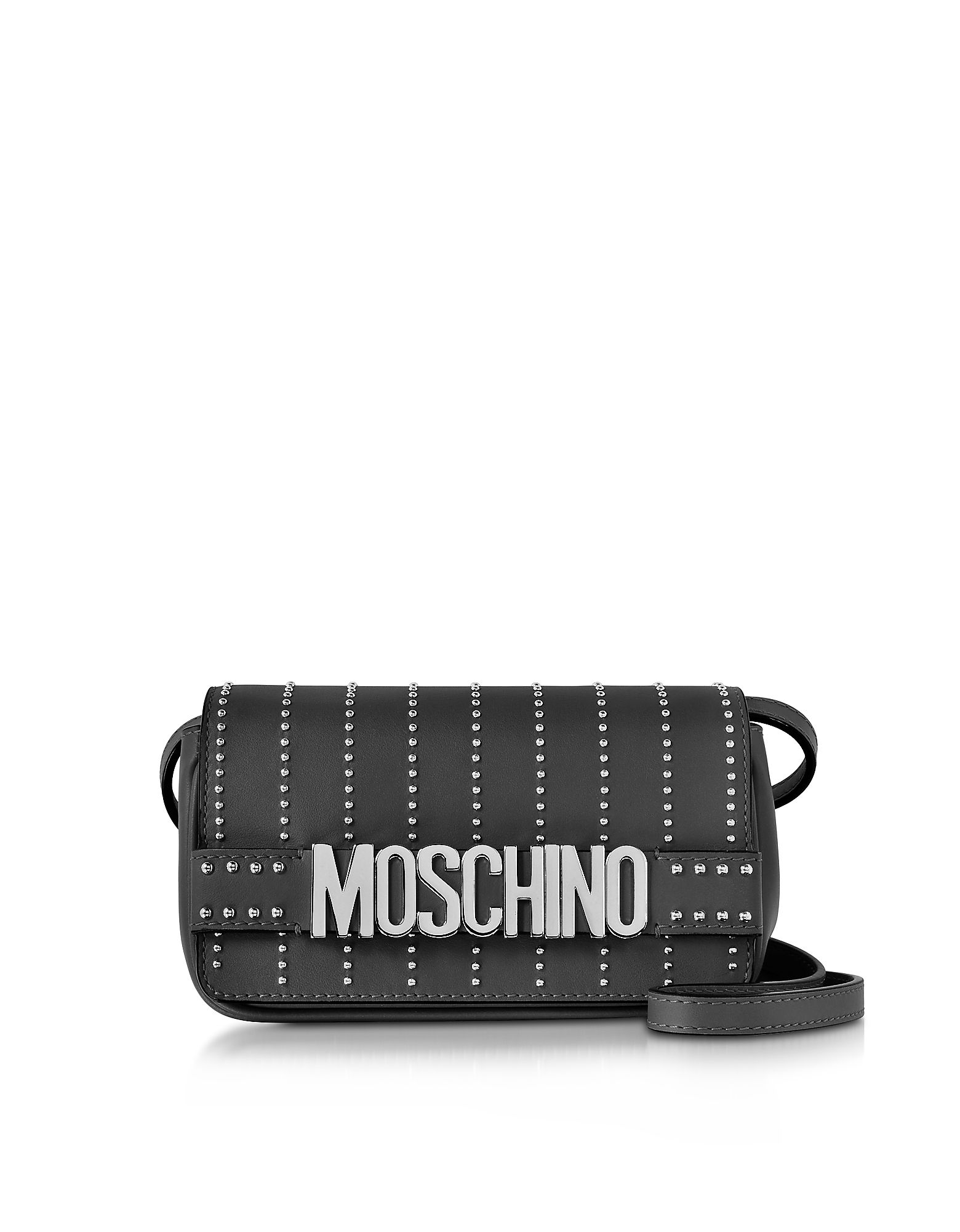 Moschino Black Leather Crossbody Bag w/Studs | Forzieri US & CA