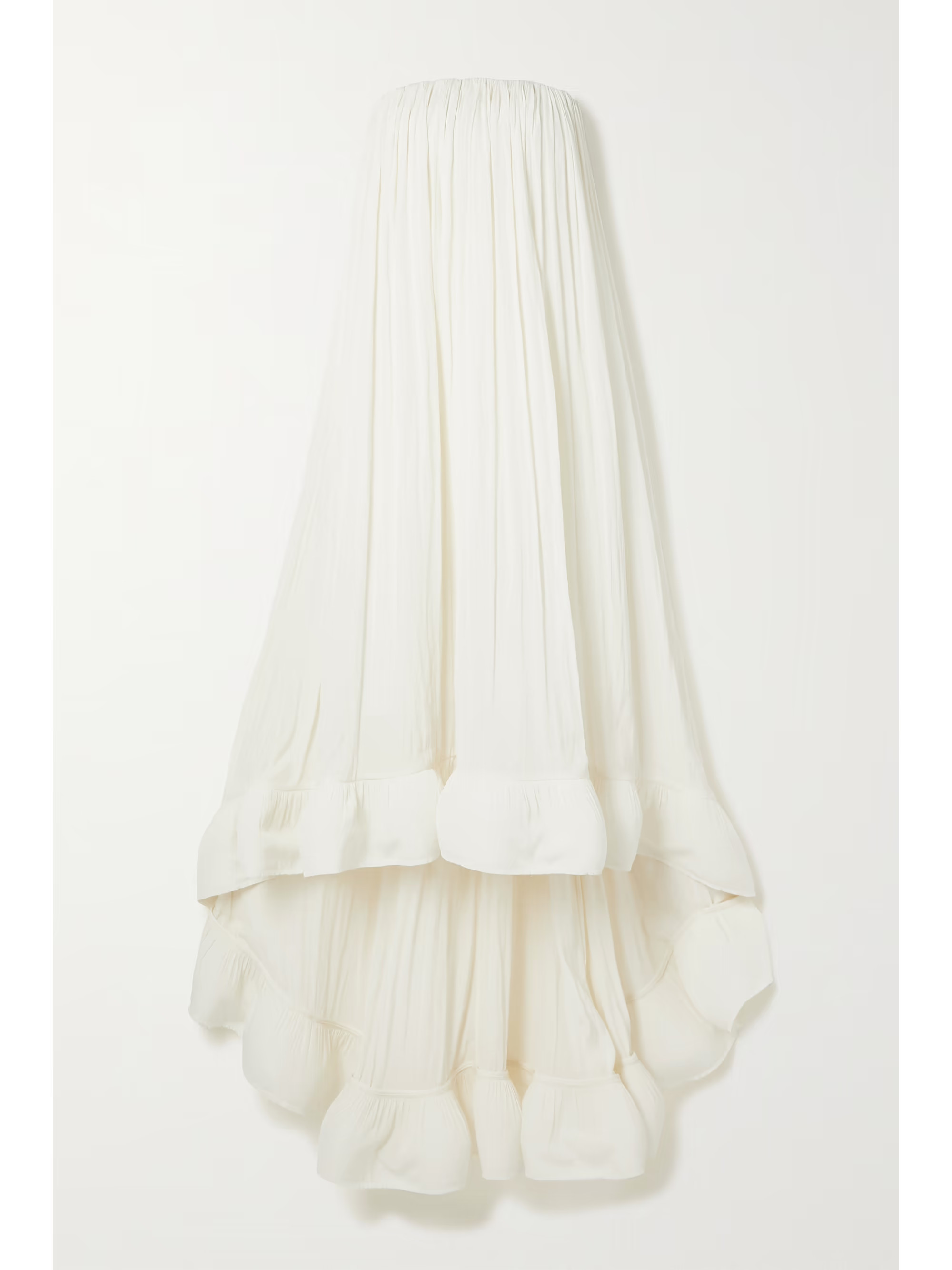 Off-white Strapless ruffled chiffon gown | LANVIN | NET-A-PORTER | NET-A-PORTER APAC