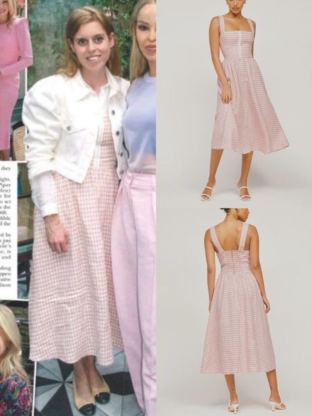 Princess Beatrice in reformation check gingham linen dress

#LTKstyletip