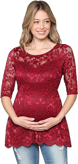 HELLO MIZ Women's Floral Lace Maternity Blouse Top | Amazon (US)