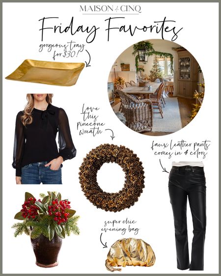So many great finds for Friday Favorites this week, like velvet skinnies under $50, faux leather pants 60% off, the prettiest wreath on sale, plus the perfect party handbag, great gifts like vases and trays and more!

#holidaydecor #christmasdecor #homedecor #holidayoutfit #partyoutfit 

#LTKhome #LTKparties #LTKHoliday